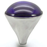 Alamode Rhodium Brass Ring with Genuine Stone in Amethyst - Alamode - Flyclothing LLC