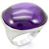 Alamode Rhodium Brass Ring with Genuine Stone in Amethyst - Alamode