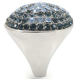 Alamode Rhodium + Ruthenium Brass Ring with Top Grade Crystal in Light Sapphire - Alamode - Flyclothing LLC