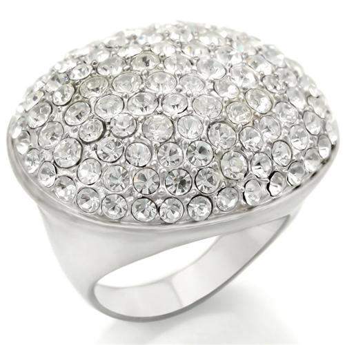 Alamode Rhodium+Brushed Brass Ring with Top Grade Crystal in Clear - Alamode - Flyclothing LLC