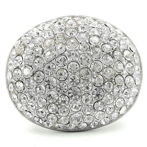 Alamode Rhodium+Brushed Brass Ring with Top Grade Crystal in Clear - Alamode - Flyclothing LLC
