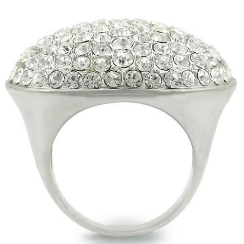 Alamode Rhodium+Brushed Brass Ring with Top Grade Crystal in Clear - Alamode
