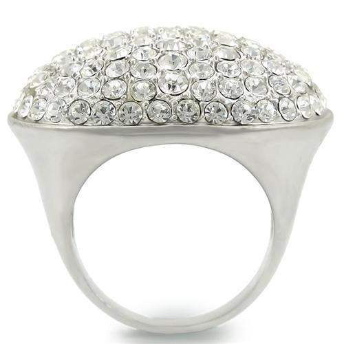 Alamode Rhodium+Brushed Brass Ring with Top Grade Crystal in Clear - Alamode - Flyclothing LLC