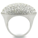 Alamode Rhodium+Brushed Brass Ring with Top Grade Crystal in Clear - Alamode