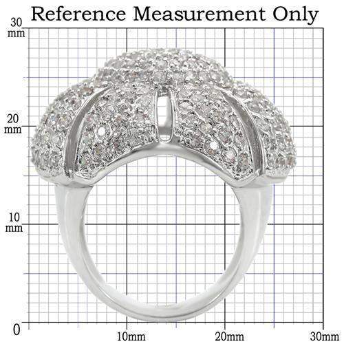 Alamode Rhodium Brass Ring with AAA Grade CZ in Clear - Alamode - Flyclothing LLC