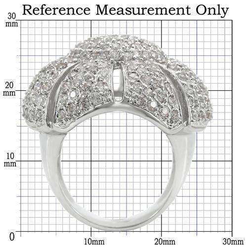 Alamode Rhodium Brass Ring with AAA Grade CZ in Clear - Alamode - Flyclothing LLC
