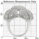 Alamode Rhodium Brass Ring with AAA Grade CZ in Clear - Alamode