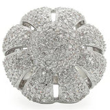 Alamode Rhodium Brass Ring with AAA Grade CZ in Clear - Alamode