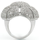 Alamode Rhodium Brass Ring with AAA Grade CZ in Clear - Alamode