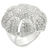 Alamode Rhodium Brass Ring with AAA Grade CZ in Clear - Alamode