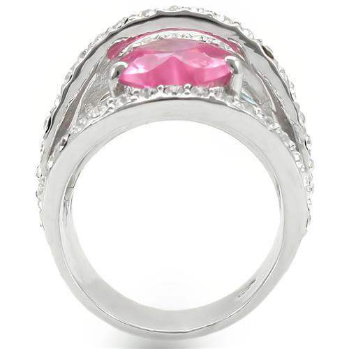 Alamode Rhodium Brass Ring with AAA Grade CZ in Rose - Alamode - Flyclothing LLC