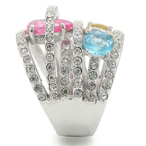Alamode Rhodium Brass Ring with AAA Grade CZ in Rose - Alamode - Flyclothing LLC