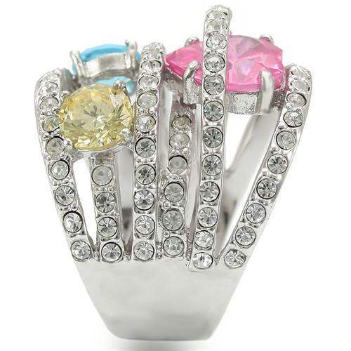 Alamode Rhodium Brass Ring with AAA Grade CZ in Rose - Alamode - Flyclothing LLC