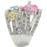 Alamode Rhodium Brass Ring with AAA Grade CZ in Rose - Alamode - Flyclothing LLC