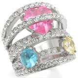 Alamode Rhodium Brass Ring with AAA Grade CZ in Rose - Alamode