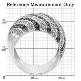 Alamode Rhodium + Ruthenium Brass Ring with AAA Grade CZ in Jet - Alamode - Flyclothing LLC