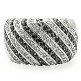 Alamode Rhodium + Ruthenium Brass Ring with AAA Grade CZ in Jet - Alamode