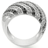Alamode Rhodium + Ruthenium Brass Ring with AAA Grade CZ in Jet - Alamode
