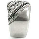 Alamode Rhodium + Ruthenium Brass Ring with AAA Grade CZ in Jet - Alamode - Flyclothing LLC