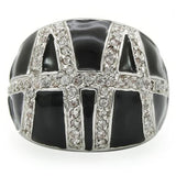 Alamode Rhodium Brass Ring with AAA Grade CZ in Clear - Alamode