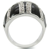 Alamode Rhodium Brass Ring with AAA Grade CZ in Clear - Alamode