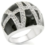 Alamode Rhodium Brass Ring with AAA Grade CZ in Clear - Alamode