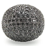 Alamode Rhodium + Ruthenium Brass Ring with AAA Grade CZ in Jet - Alamode - Flyclothing LLC