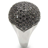 Alamode Rhodium + Ruthenium Brass Ring with AAA Grade CZ in Jet - Alamode - Flyclothing LLC