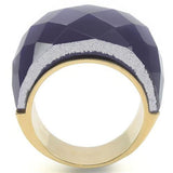 Alamode Gold Brass Ring with Semi-Precious Cat Eye in Montana - Alamode
