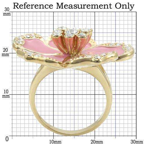 Alamode Gold Brass Ring with Top Grade Crystal in Clear - Alamode - Flyclothing LLC