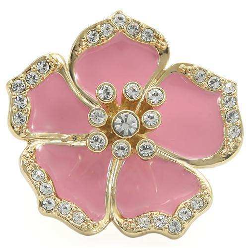 Alamode Gold Brass Ring with Top Grade Crystal in Clear - Alamode - Flyclothing LLC