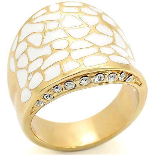 Alamode Gold Brass Ring with Top Grade Crystal in Clear - Alamode - Flyclothing LLC