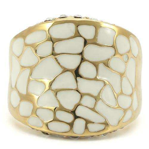Alamode Gold Brass Ring with Top Grade Crystal in Clear - Alamode - Flyclothing LLC