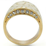 Alamode Gold Brass Ring with Top Grade Crystal in Clear - Alamode