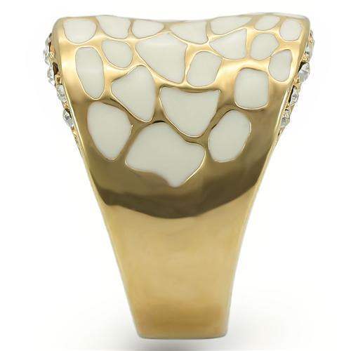 Alamode Gold Brass Ring with Top Grade Crystal in Clear - Alamode - Flyclothing LLC