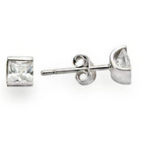 Alamode Rhodium 925 Sterling Silver Earrings with AAA Grade CZ in Clear - Alamode - Flyclothing LLC