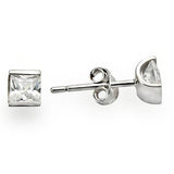 Alamode Rhodium 925 Sterling Silver Earrings with AAA Grade CZ in Clear - Alamode