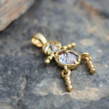 Alamode Gold Plating Brass Pendant with AAA CZ in Light Amethyst - Alamode - Flyclothing LLC