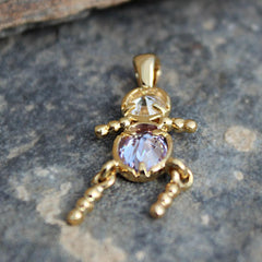 Alamode Gold Plating Brass Pendant with AAA CZ in Light Amethyst - Flyclothing LLC