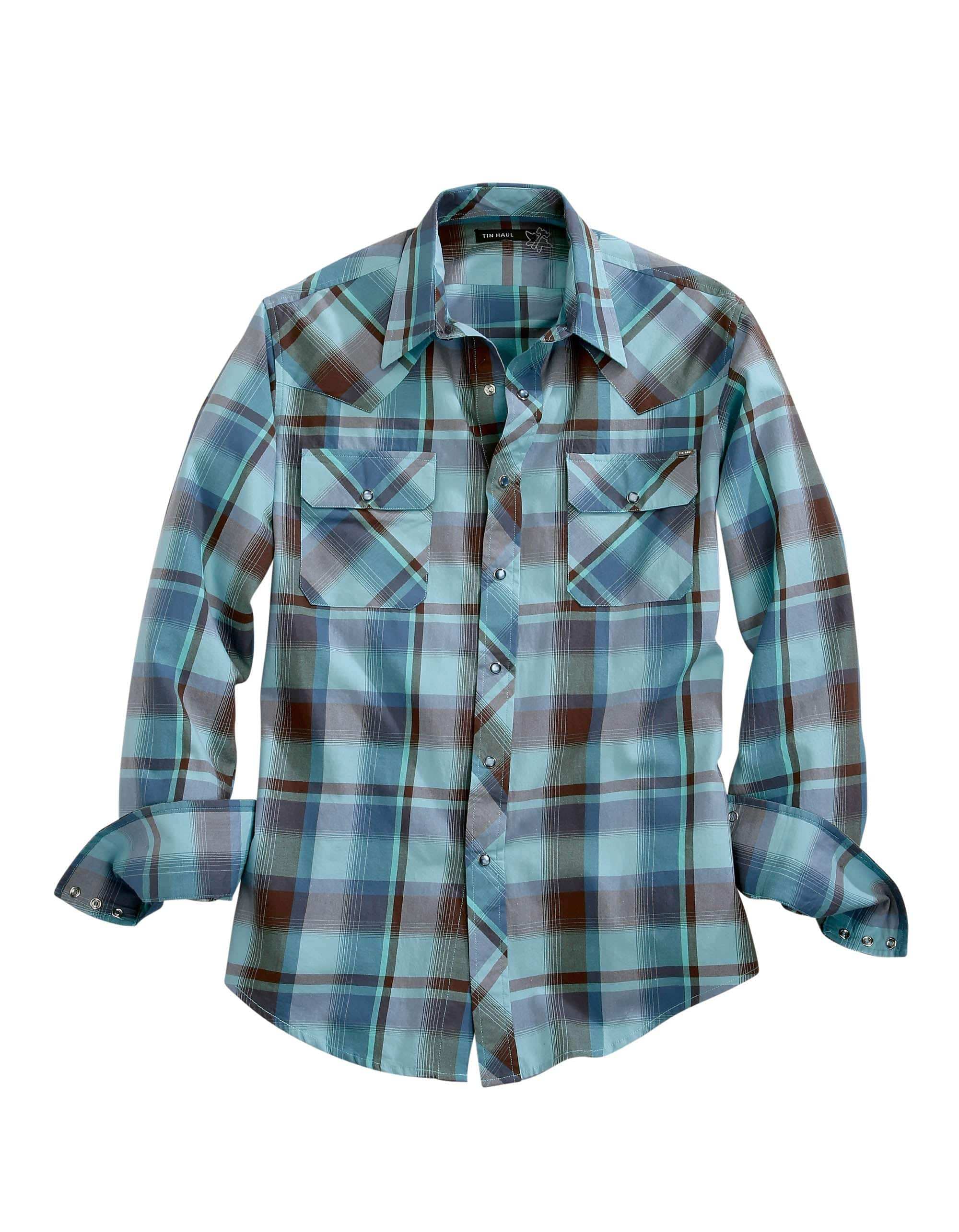 Tin Haul MENS WEST CHECK LONG SLEEVE SNAP SHIRT - Tin Haul - Flyclothing LLC