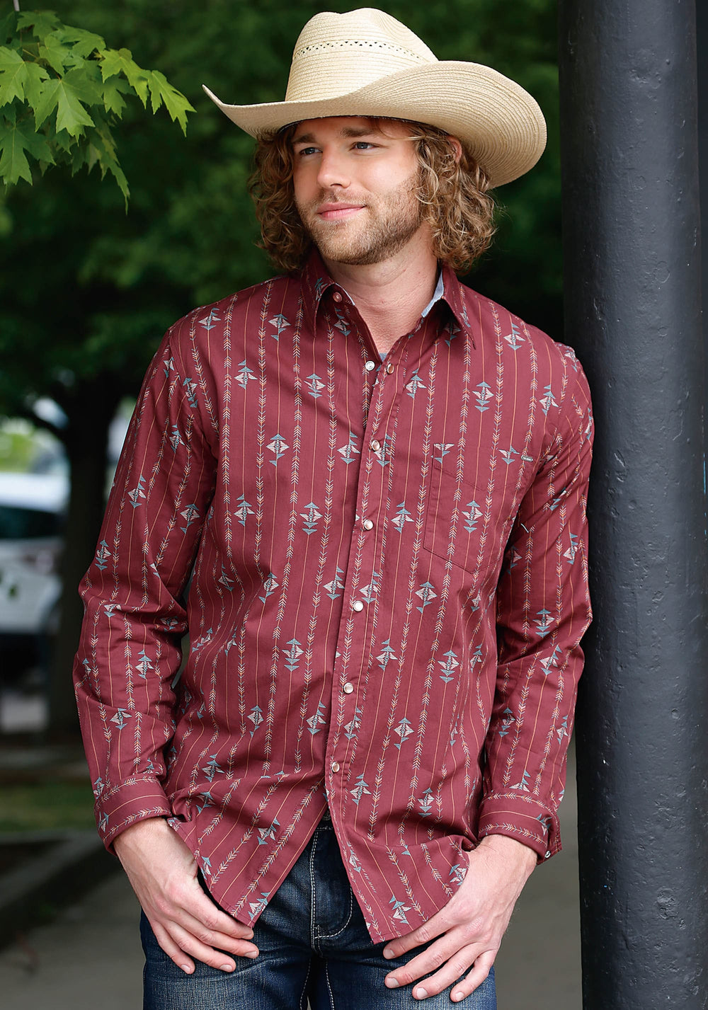 Tin Haul MENS LONG SLEEVE SNAP ARROW AZTEC STRIPE WESTERN SHIRT - Tin Haul