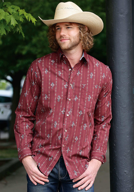 Tin Haul MENS LONG SLEEVE SNAP ARROW AZTEC STRIPE WESTERN SHIRT - Tin Haul - Flyclothing LLC