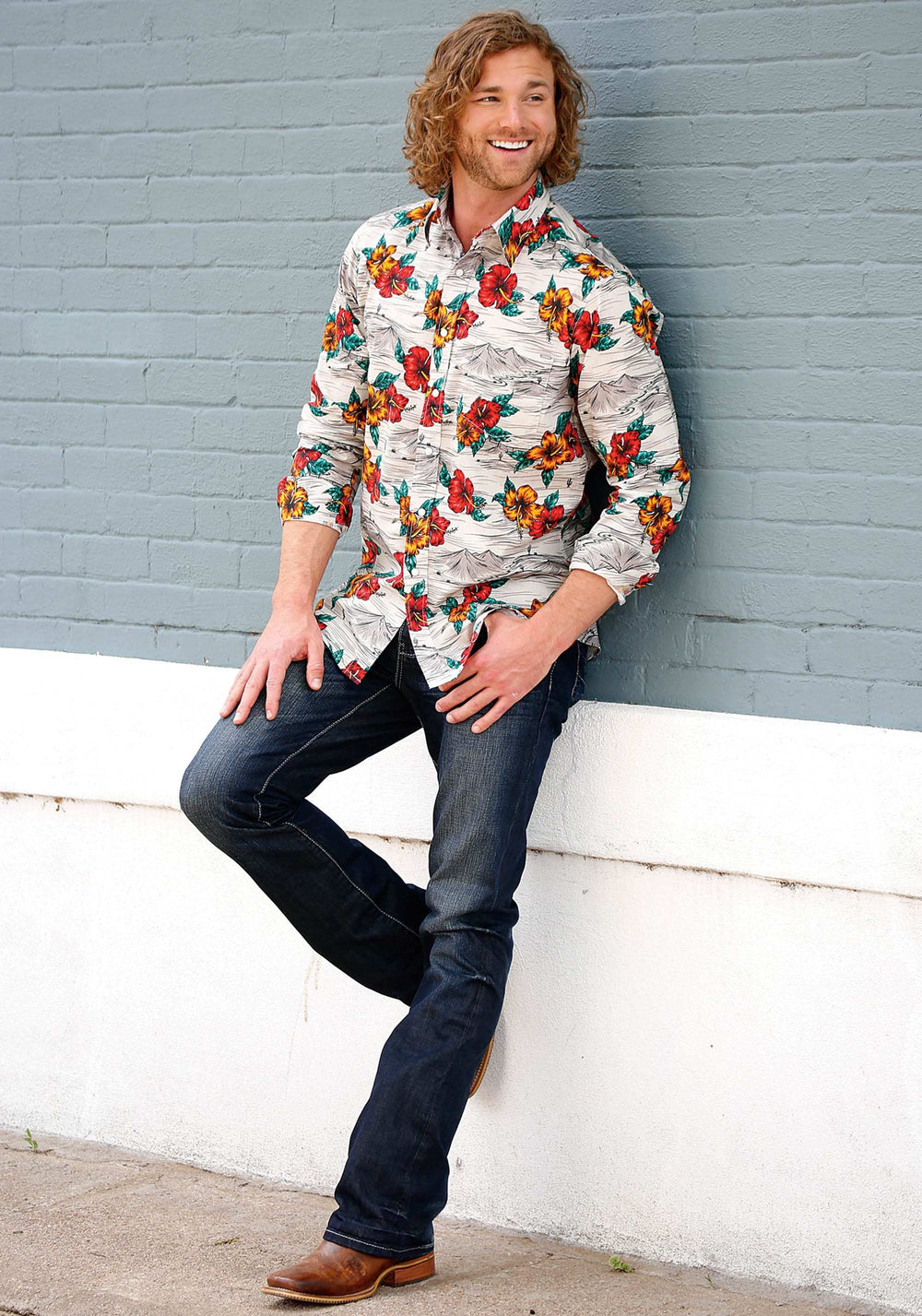 Tin Haul MENS LONG SLEEVE SNAP LANDSCAPE TROPICAL WESTERN SHIRT - Tin Haul - Flyclothing LLC