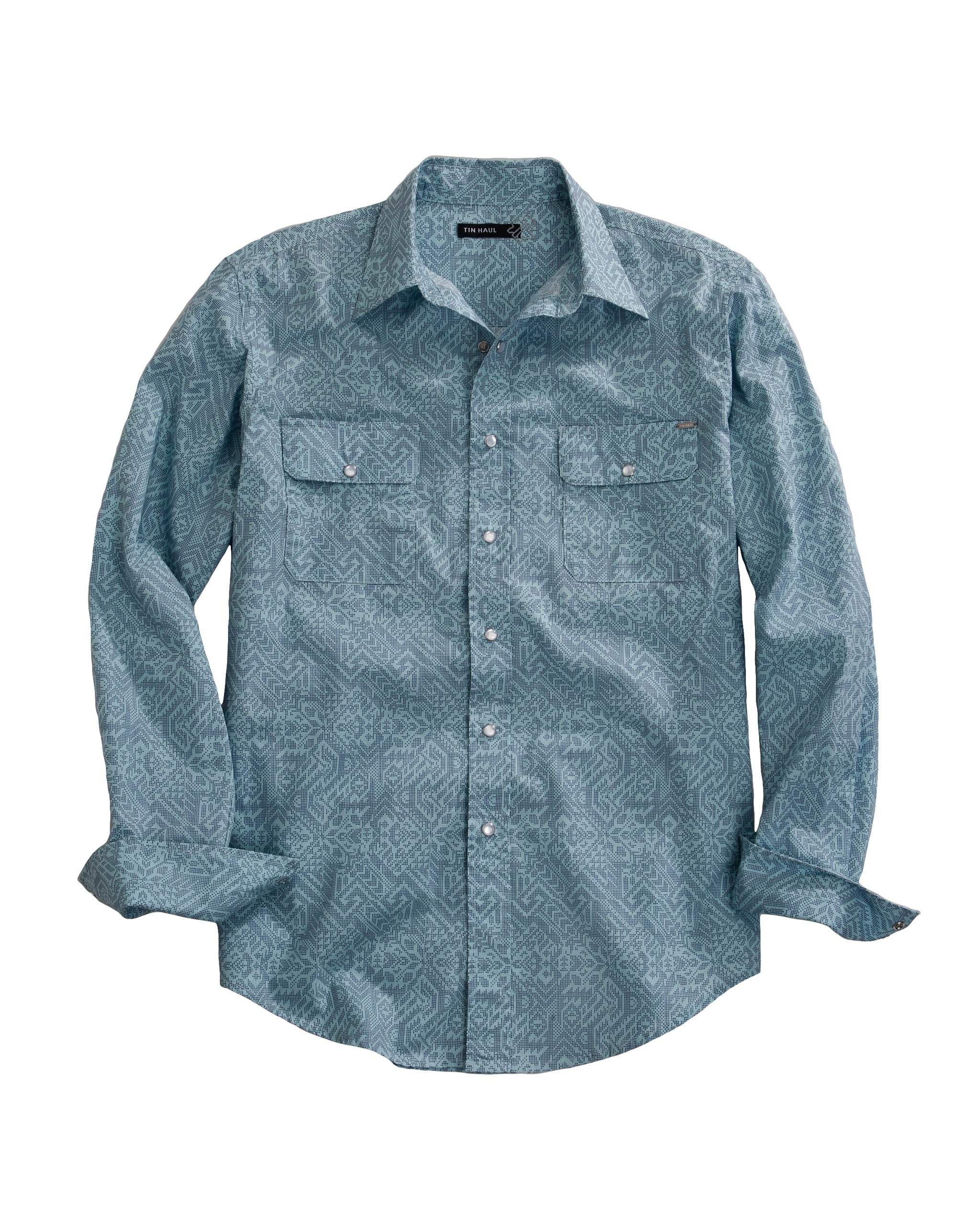 Tin Haul MENS LONG SLEEVE SNAP DOT MATRIX AZTEC PRINT WESTERN SHIRT - Tin Haul - Flyclothing LLC
