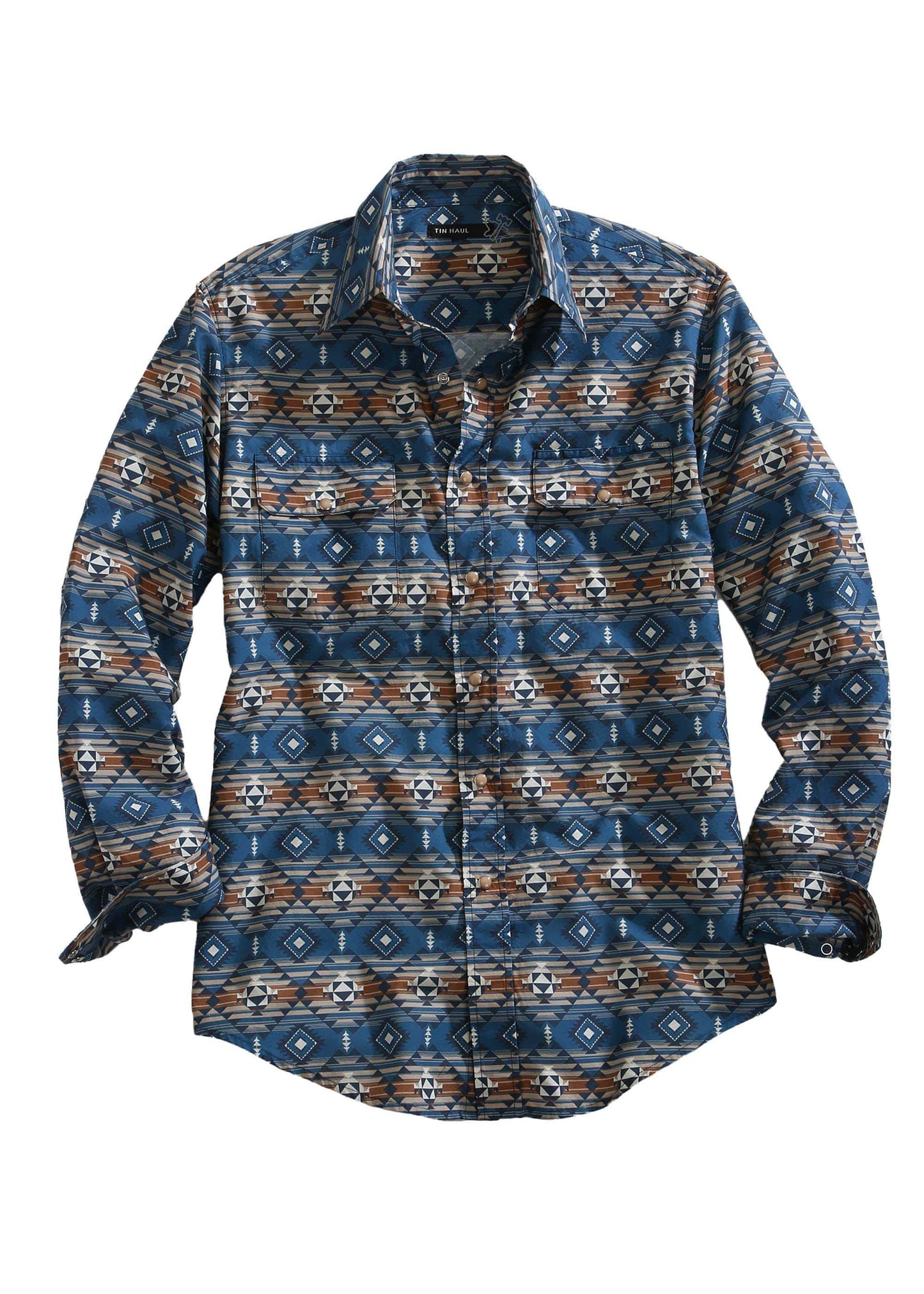 Tin Haul MENS LONG SLEEVE SNAP BLUE AZTEC SERAPE WESTERN SHIRT - Tin Haul - Flyclothing LLC