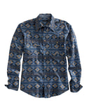Tin Haul MENS LONG SLEEVE SNAP INDIGO AZTEC WESTERN SHIRT