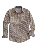 Tin Haul MENS LONG SLEEVE SNAP FRONTIER WALLPAPER STRIPE WESTERN SHIRT