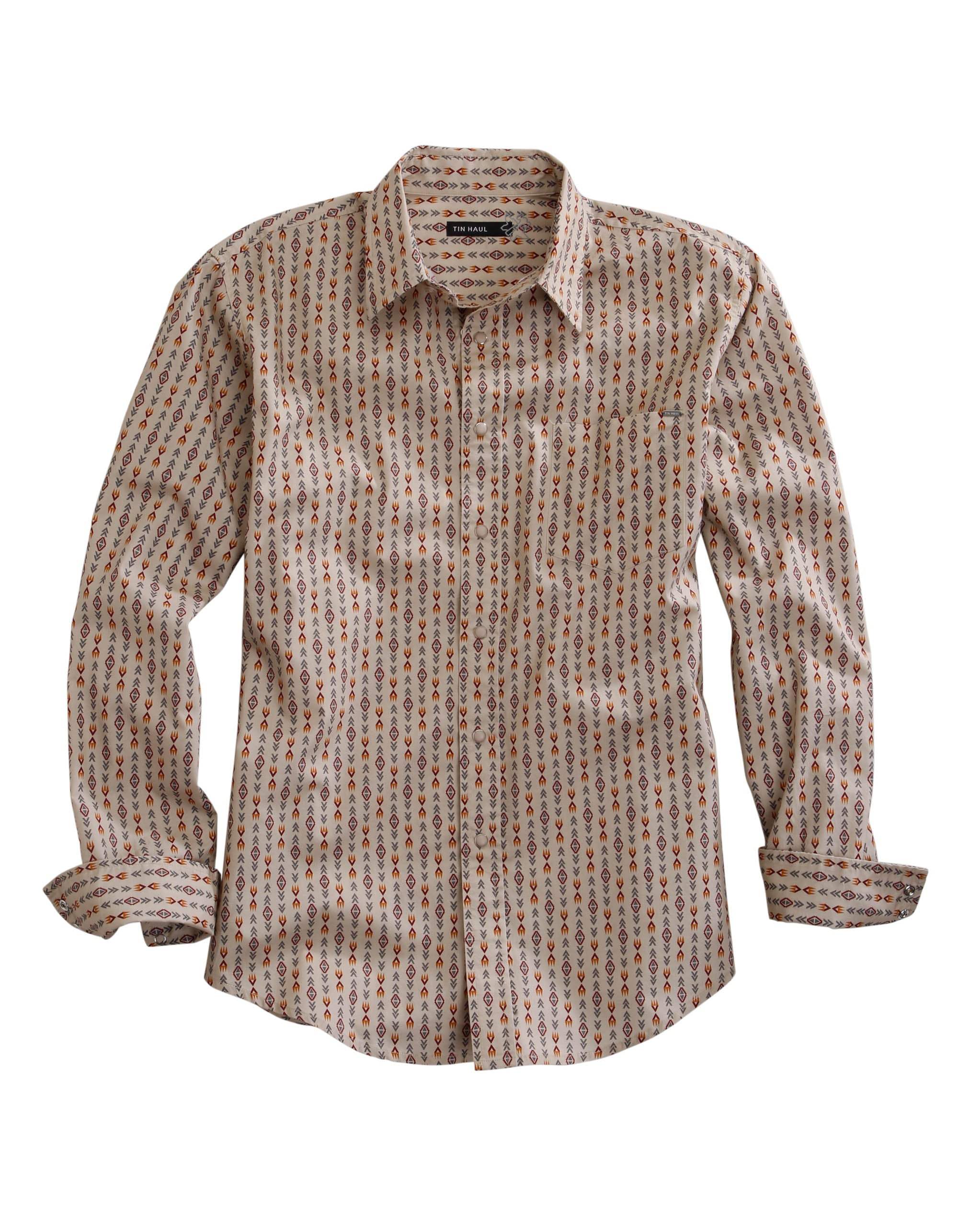 Tin Haul MENS LONG SLEEVE SNAP MODERN PETROGLYPHS PRINT WESTERN SHIRT - Tin Haul - Flyclothing LLC