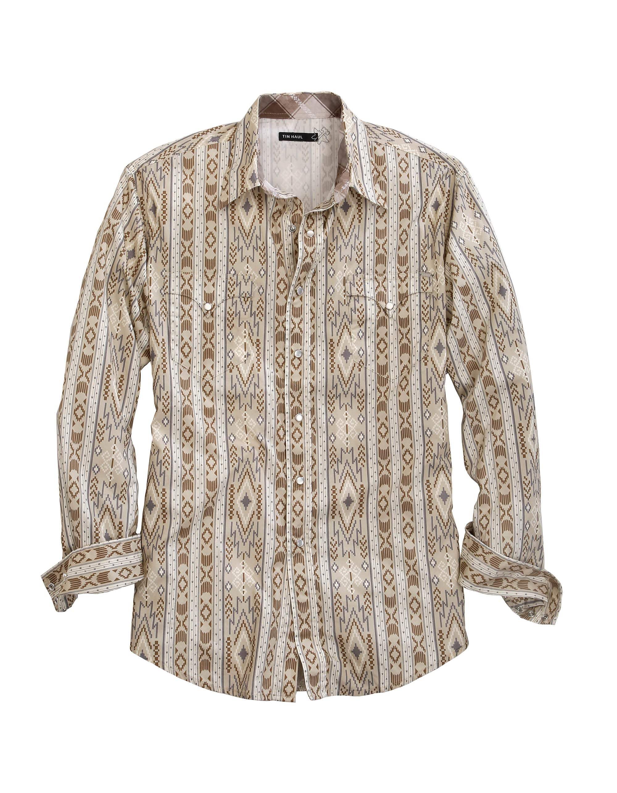 Tin Haul MENS LONG SLEEVE SNAP TRIBAL WALLPAPER WESTERN SHIRT - Tin Haul - Flyclothing LLC