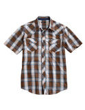 Tin Haul MENS SHORT SLEEVE SNAP SADDLE DOBBY PLAID WESTERN SHIRT
